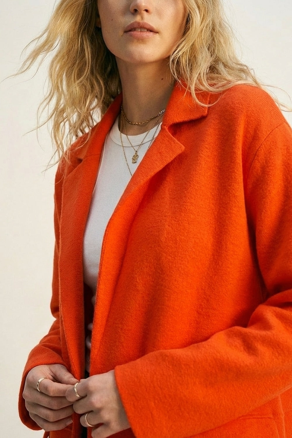 Cardigan maxi à col oversize en orange