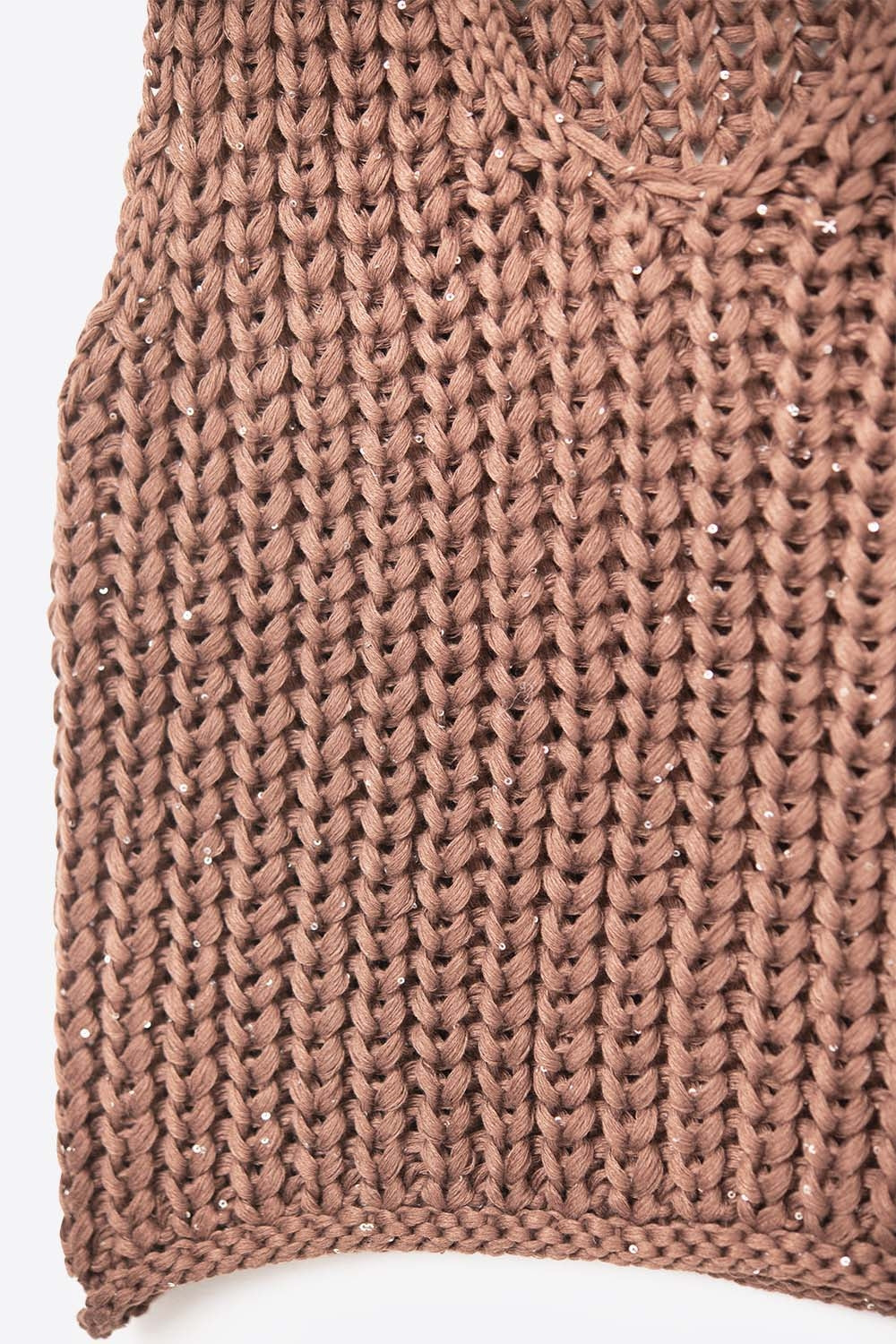 Gilet en maille à col en V marron épais