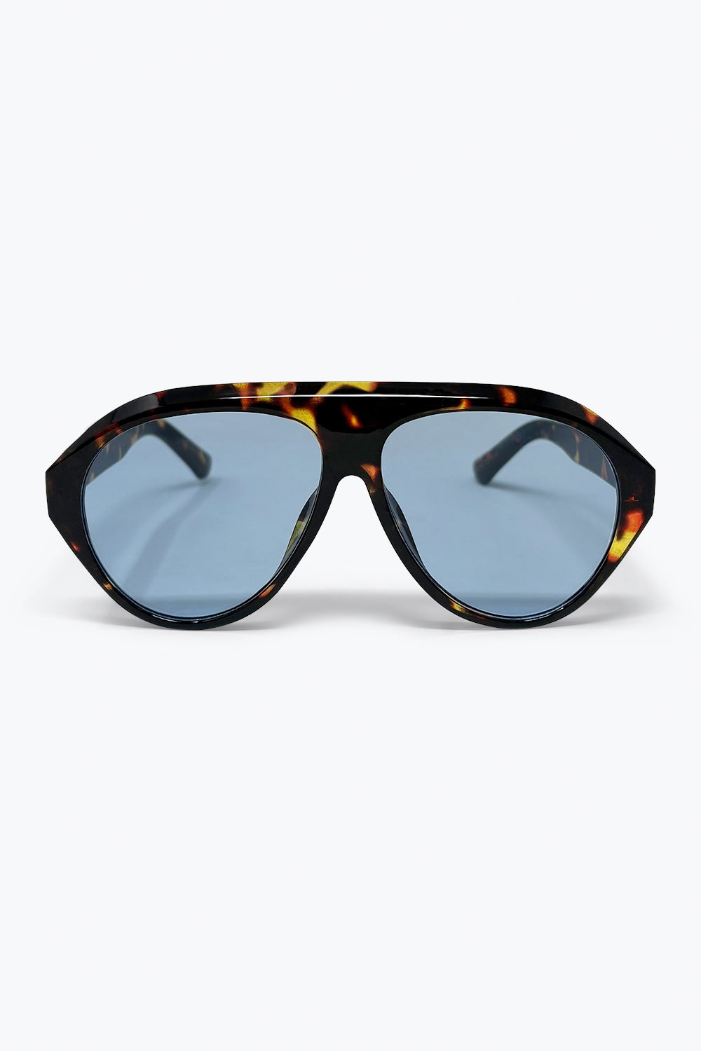 Lunettes de soleil surdimensionnées avec monture écaille et verres bleus