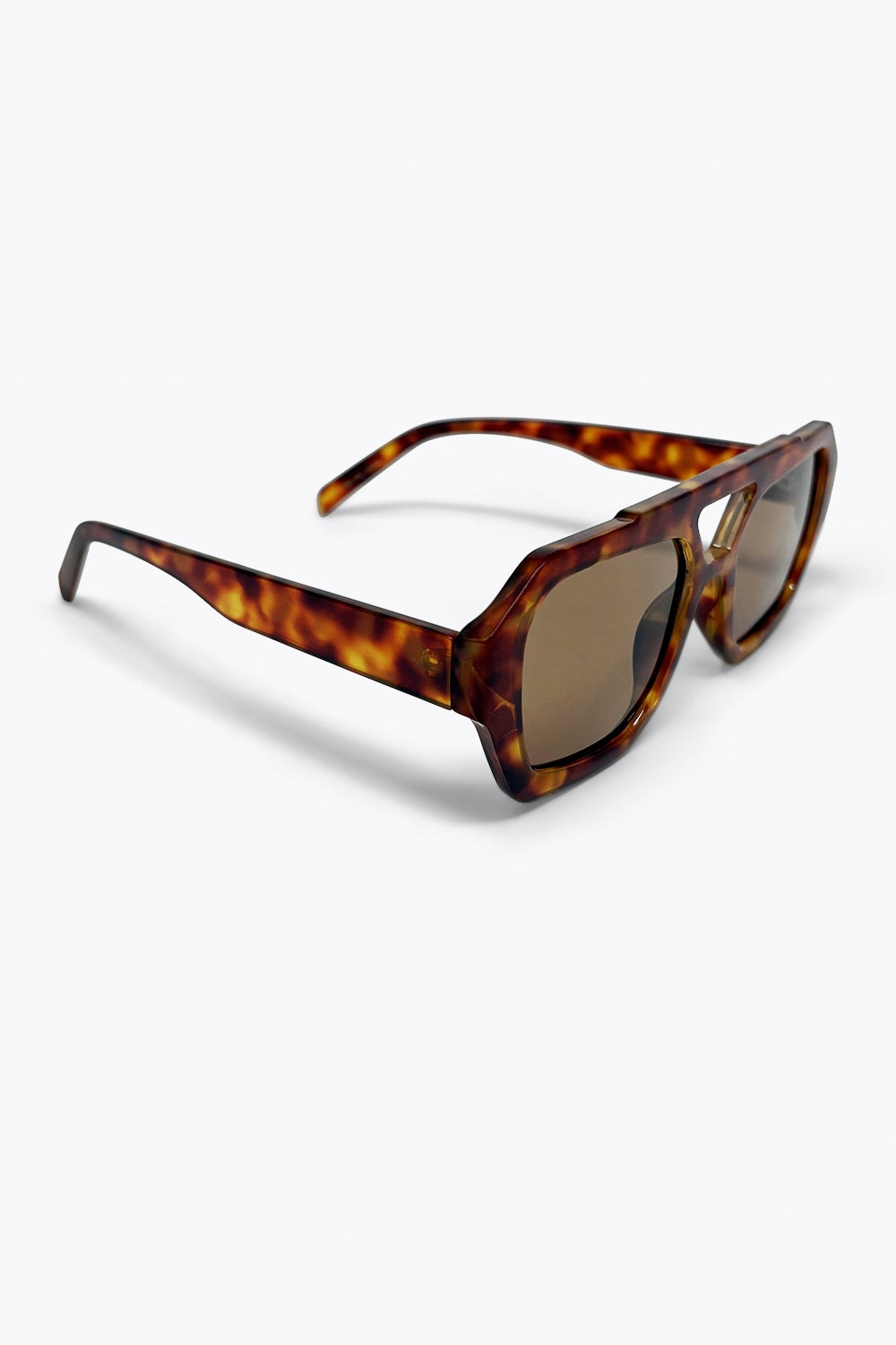 Lunettes de soleil à monture géométrique marron écaille de tortue
