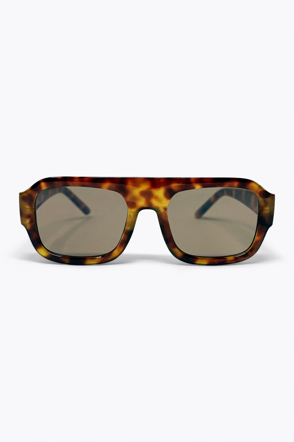 Lunettes de soleil pour femmes avec monture carrée marron écaille de tortue