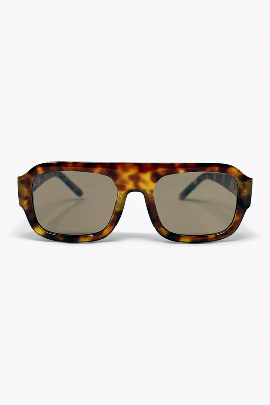 Lunettes de soleil pour femmes avec monture carrée marron écaille de tortue