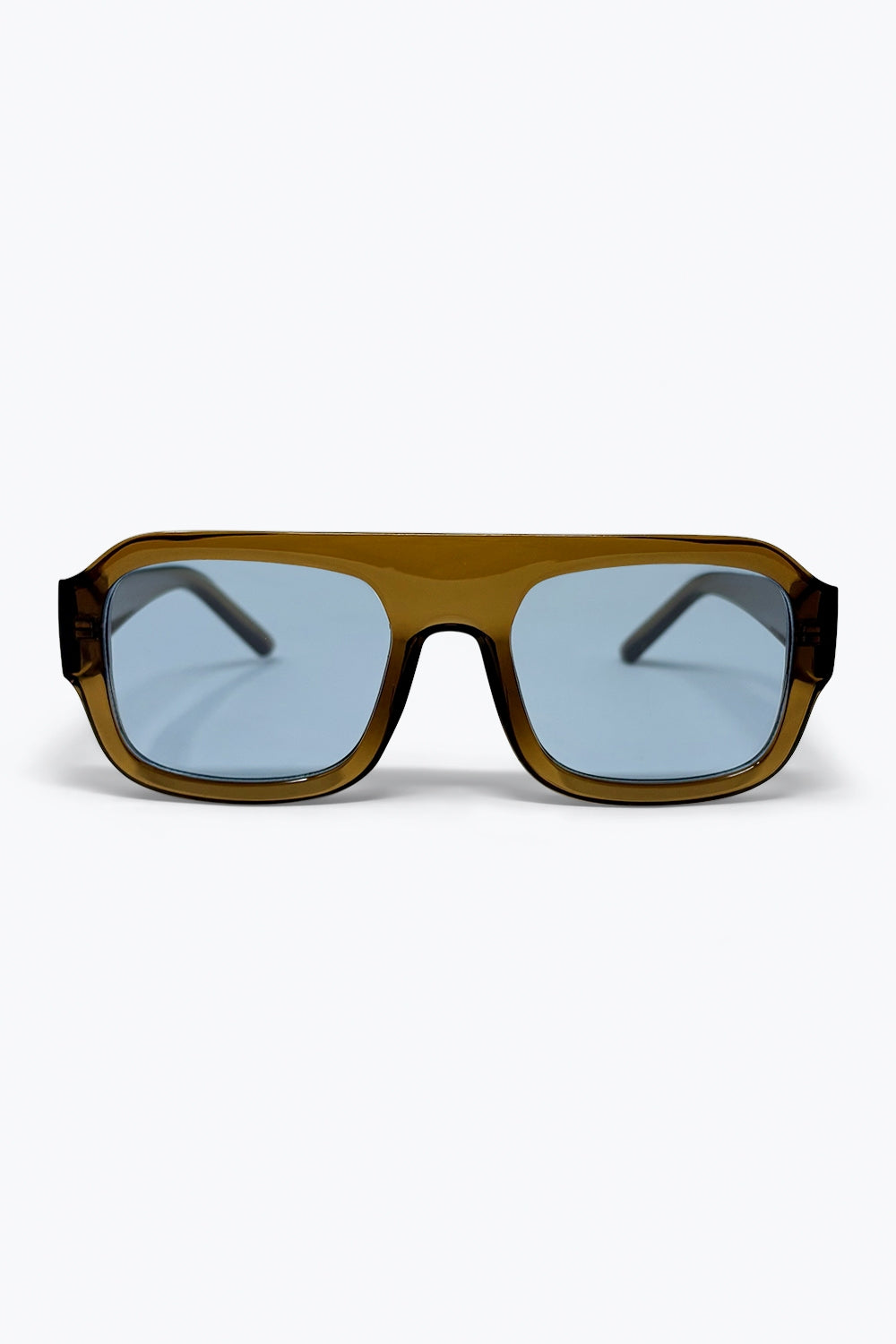 Lunettes de soleil à monture carrée surdimensionnée marron olive