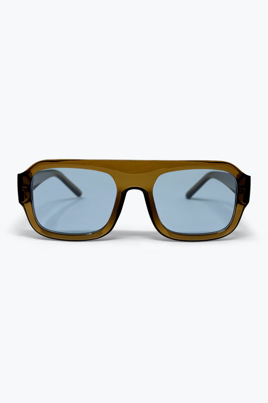 Lunettes de soleil à monture carrée surdimensionnée marron olive