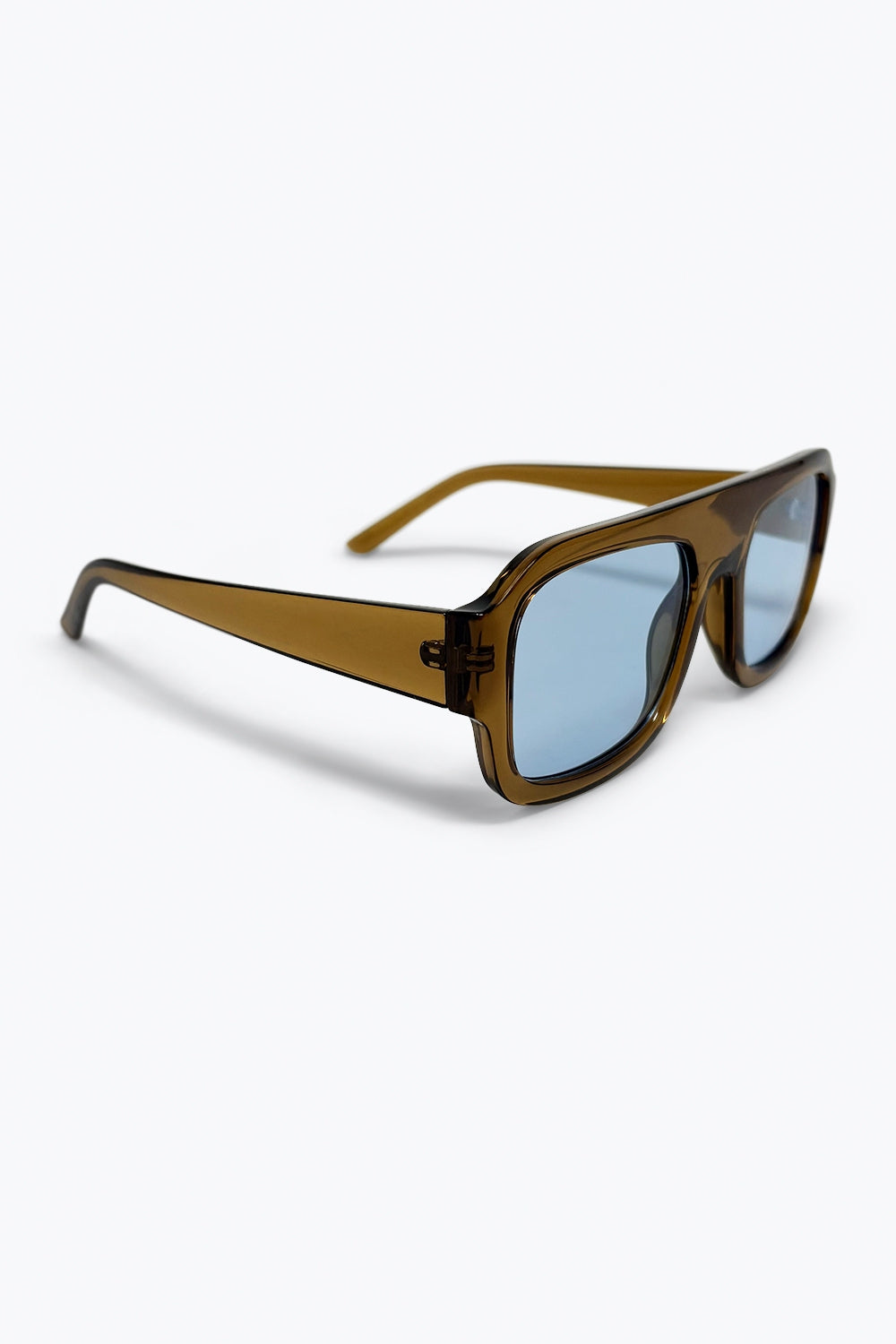 Lunettes de soleil à monture carrée surdimensionnée marron olive