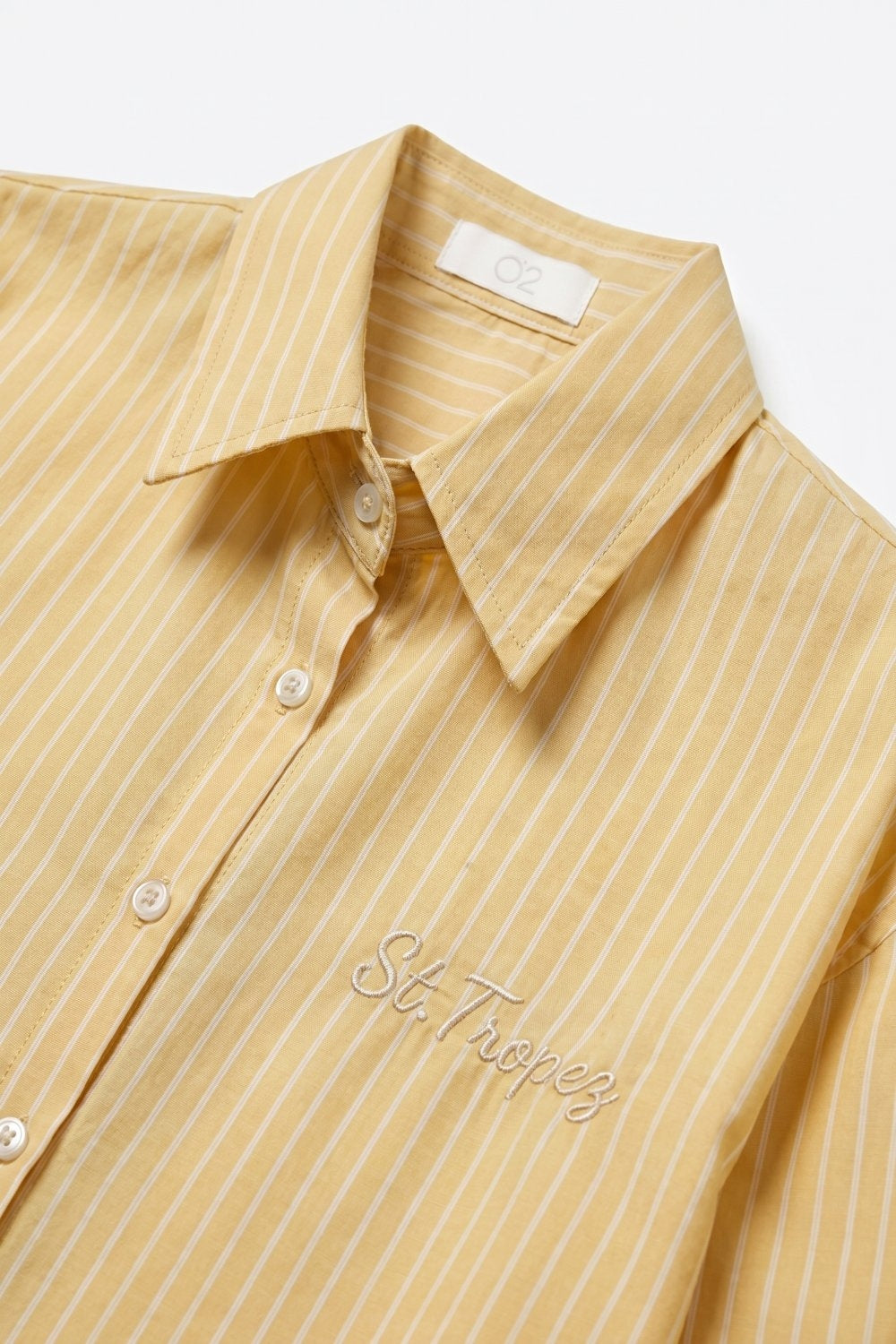Chemise à rayures jaunes avec broderie St. Tropez