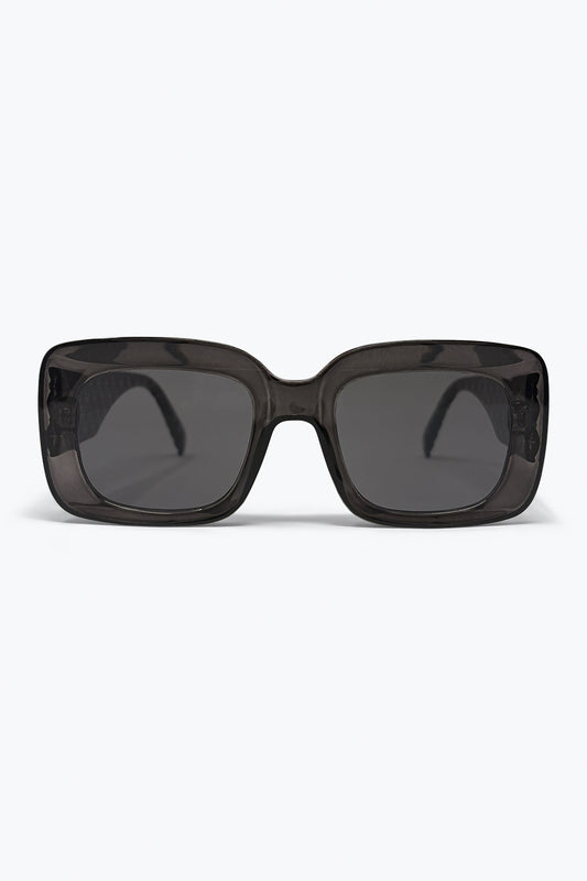 Lunettes de soleil oversized rectangulaires vintage en gris