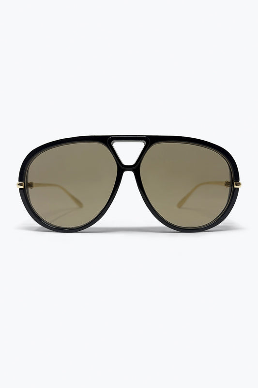 Lunettes de soleil aviateur noires avec verres marron