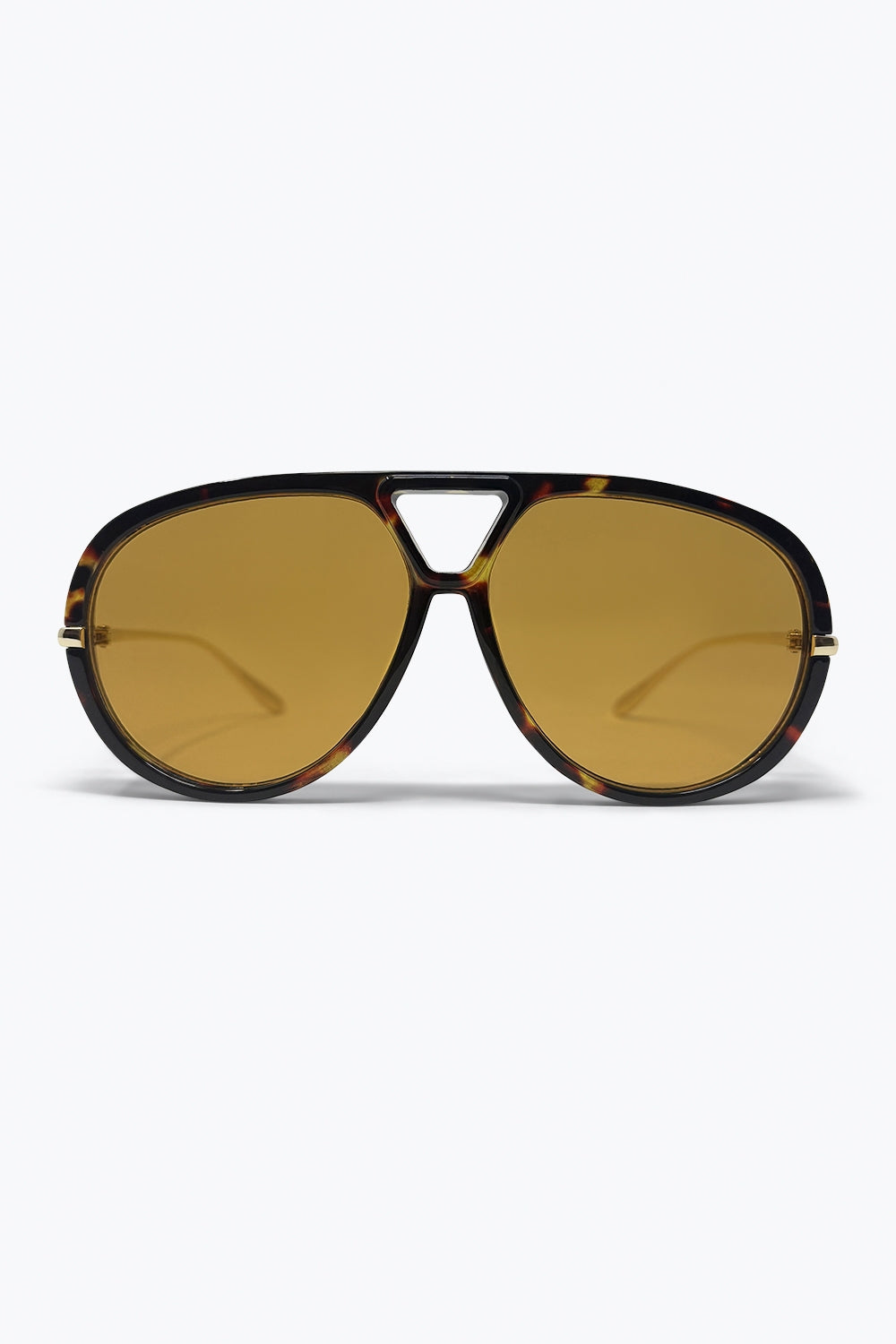 Lunettes de soleil style aviateur marron tortue avec verres ambrés