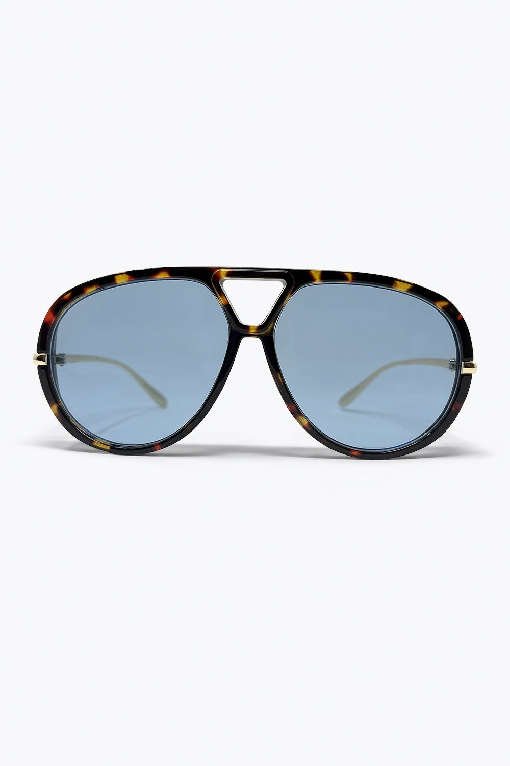 Monture Écaille de Tortue Verres Bleus Lunettes de Soleil Surdimensionnées