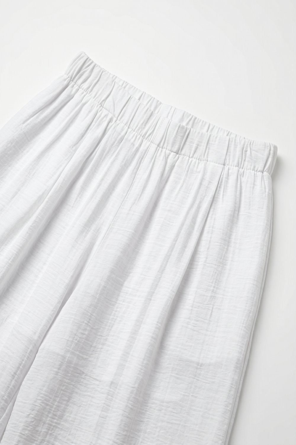 Pantalon large blanc léger tissé à taille élastique