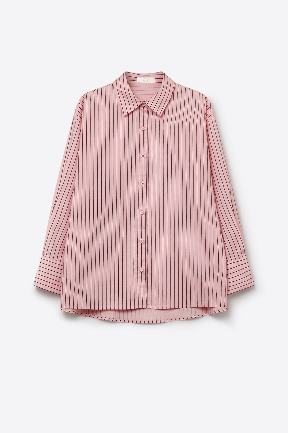 Chemise légère à rayures longues en rose clair