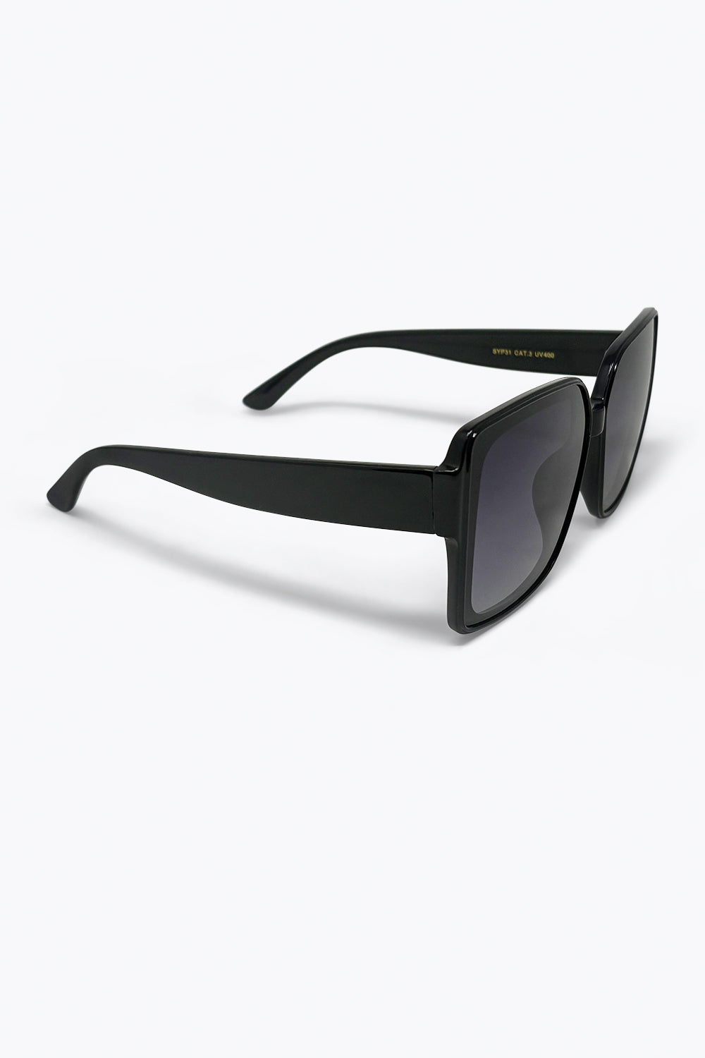 Lunettes de soleil carrées surdimensionnées à monture noire et verres dégradés