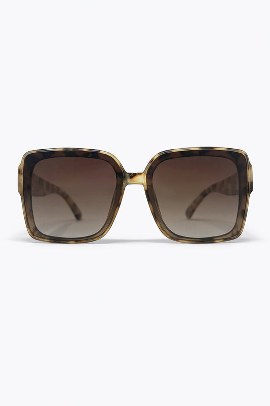 Lunettes de soleil carrées oversize en acétate écaille de tortue multicolore