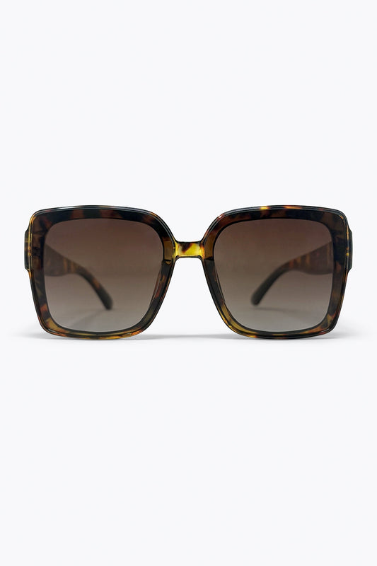 Lunettes de soleil oversize à monture carrée en acétate écaille de tortue multicolore