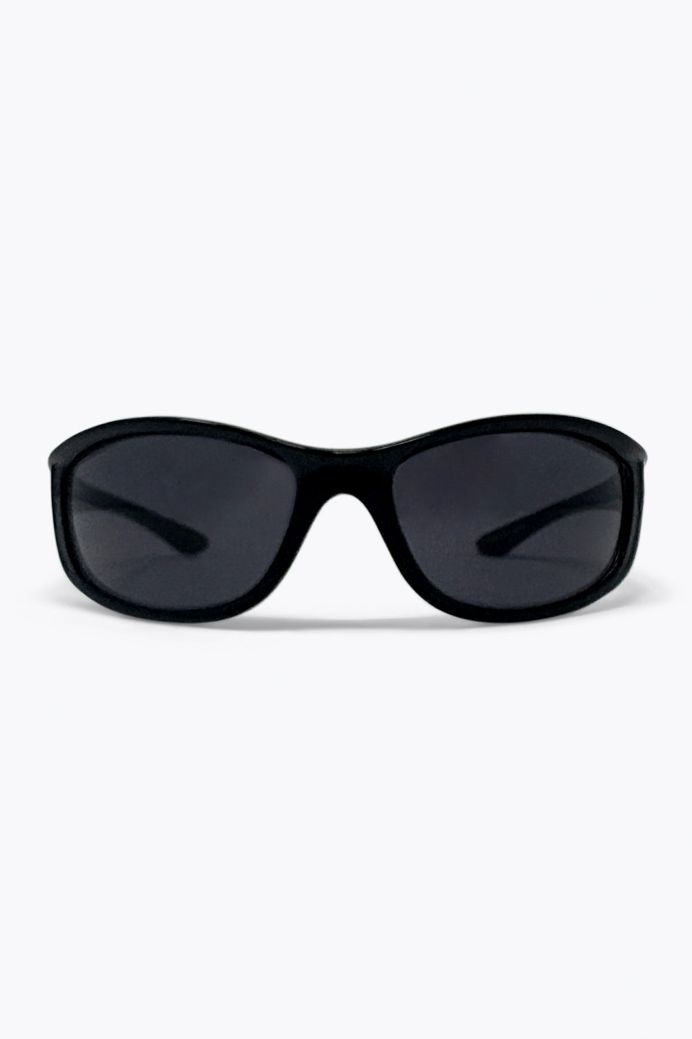 Lunettes de Soleil Ovales avec Monture Noire Brillante et Protection UV
