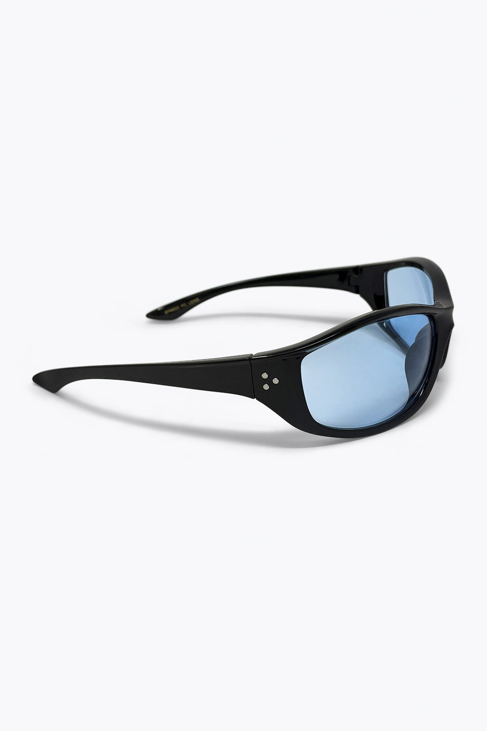 Lunettes de soleil rétro classiques avec monture ovale noire et verres bleus