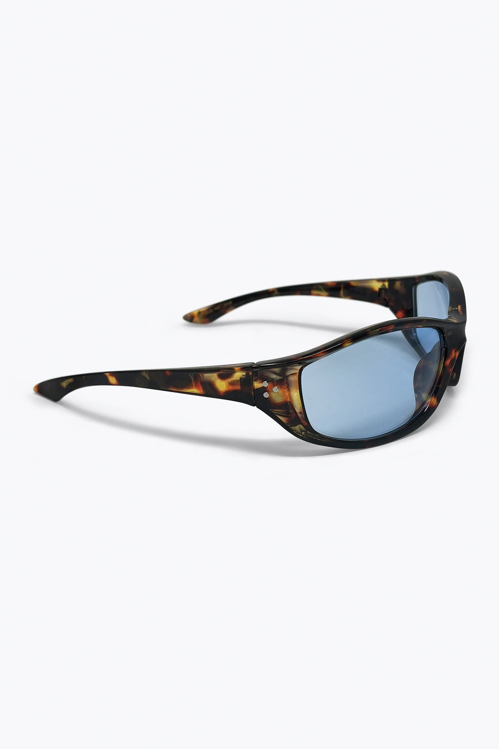 Monture Écaille de Tortue Multicolore Lunettes de Soleil Ovales à Verres Bleu Teinté