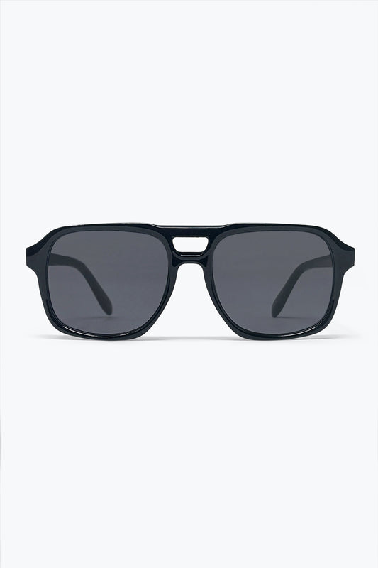 Lunettes de Soleil Oversize à Verres Carrés et Monture Épaisse Noire