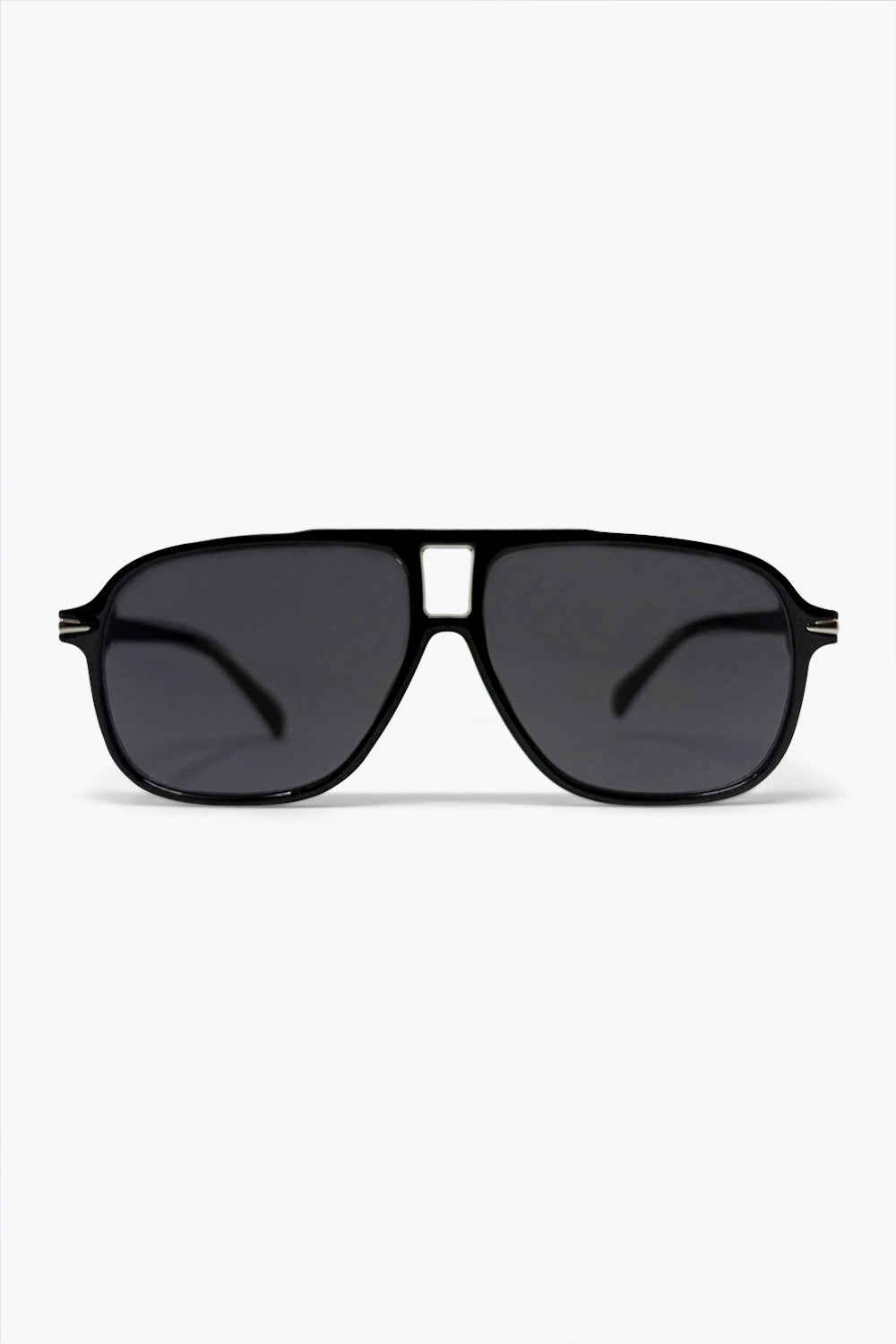 Lunettes de soleil aviateur classiques à monture carrée oversize noires