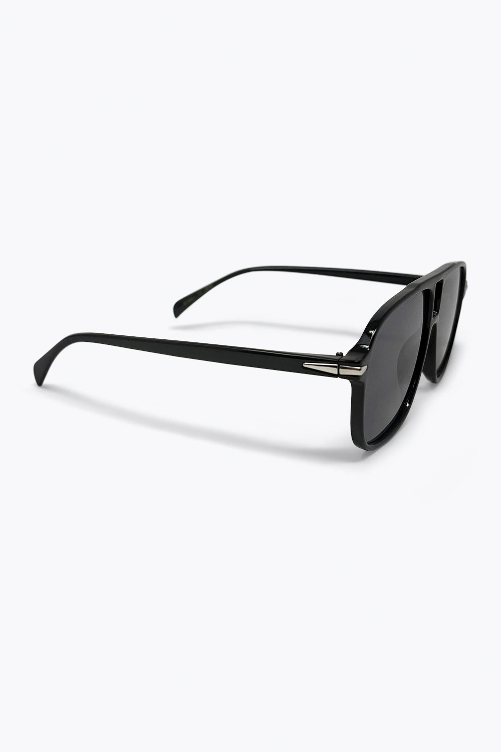 Lunettes de soleil aviateur classiques à monture carrée oversize noires