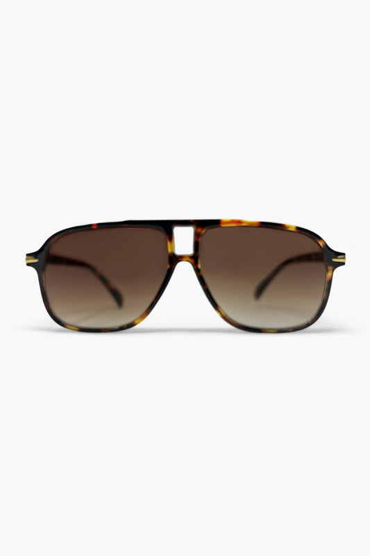 Lunettes de soleil à monture aviateur motif écaille de tortue multicolore avec verres dégradés