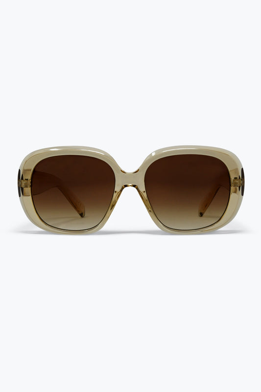 Lunettes de soleil à monture carrée oversize beige avec verres à effet dégradé