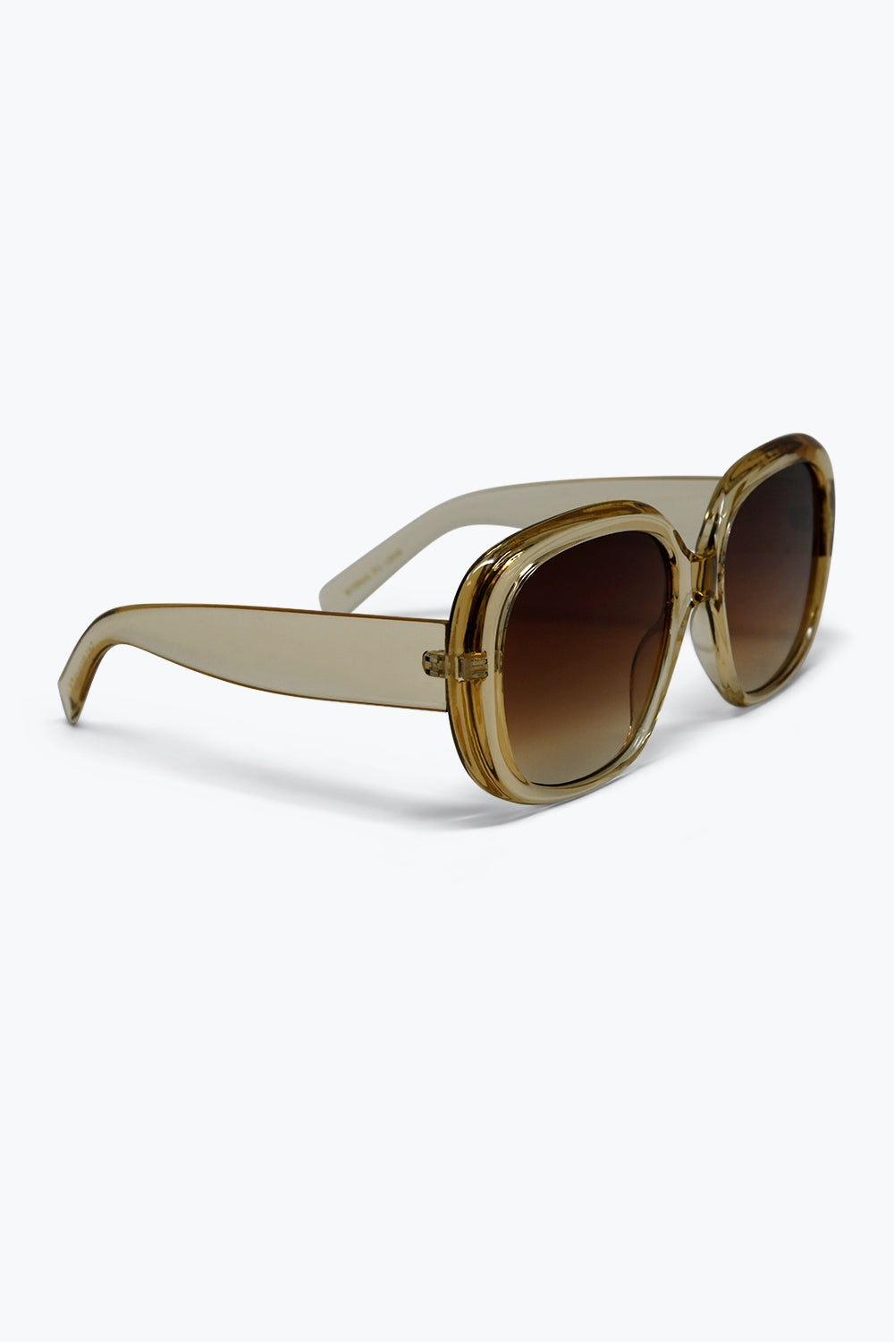 Lunettes de soleil à monture carrée oversize beige avec verres à effet dégradé
