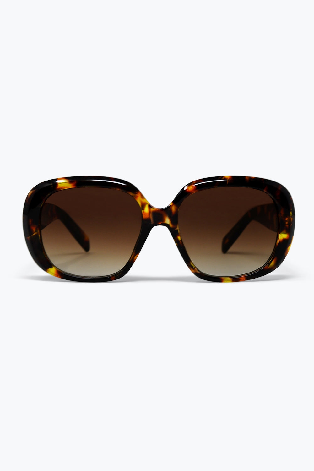 Lunettes de soleil à monture carrée oversize en acrylique écaille de tortue marron