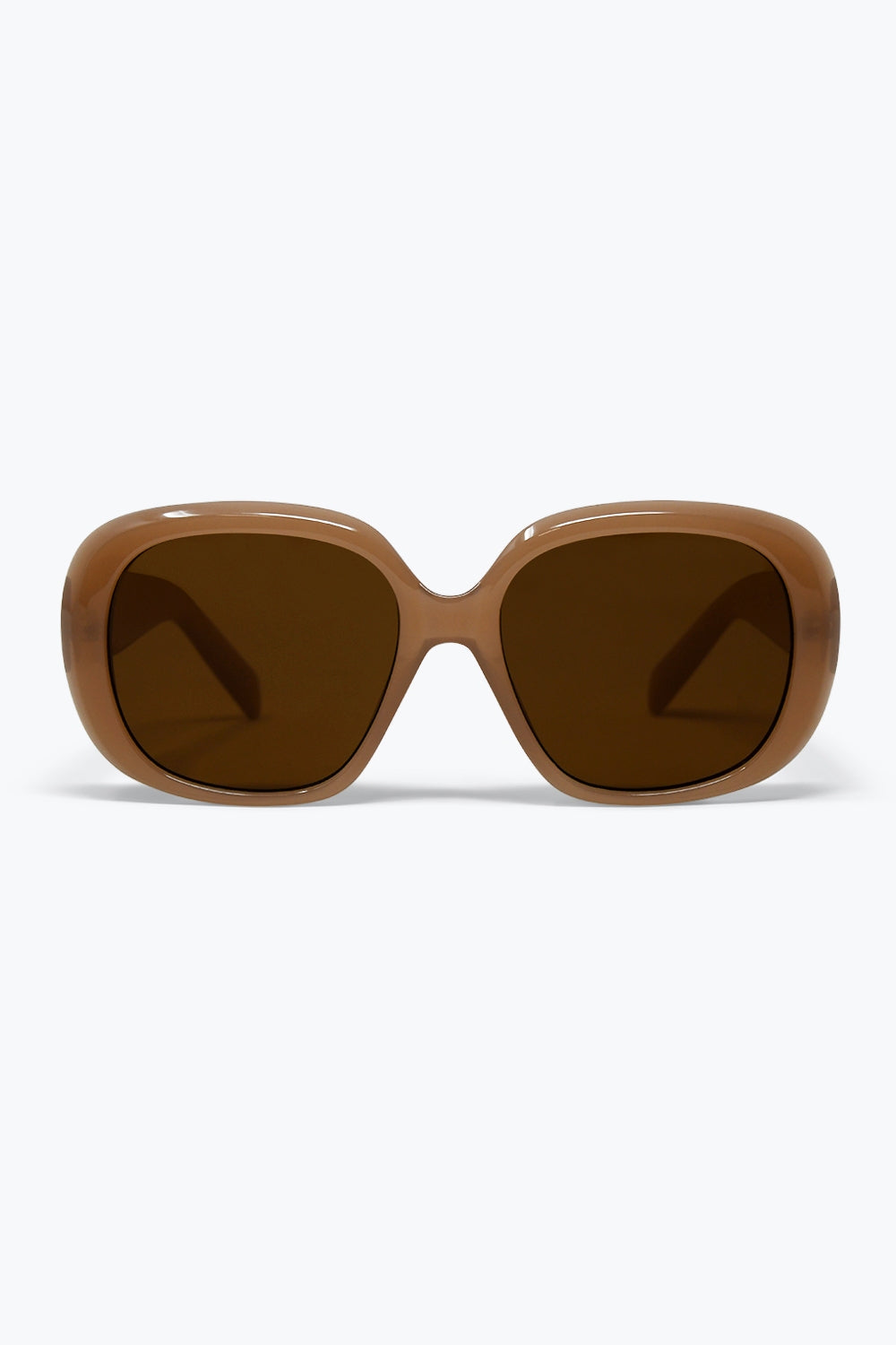 Lunettes de soleil carrées surdimensionnées à monture épaisse marron