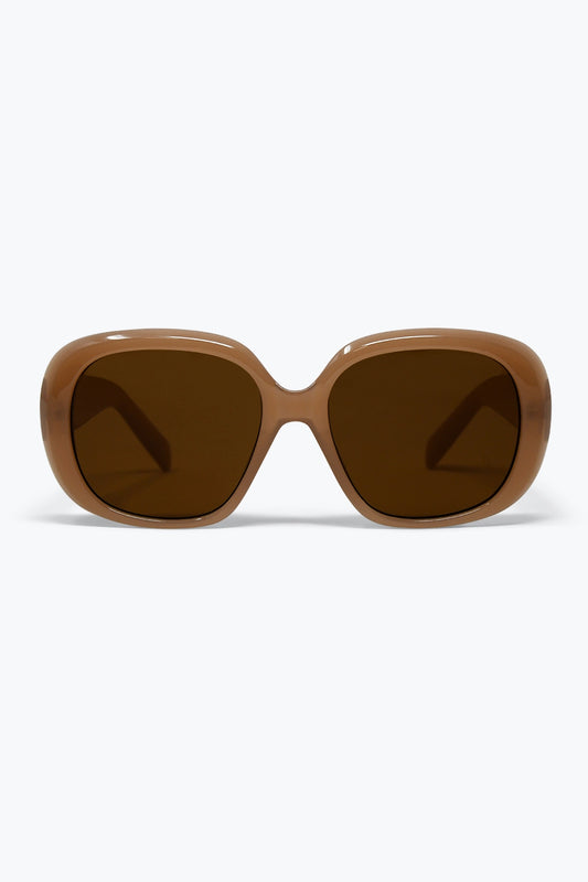 Lunettes de soleil carrées surdimensionnées à monture épaisse marron