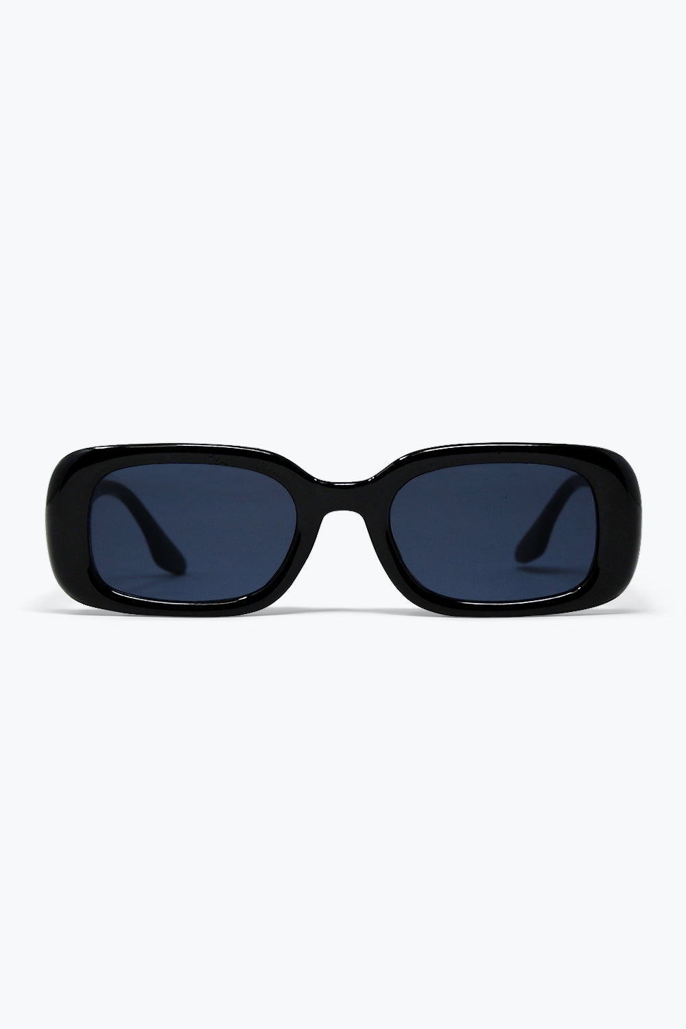 Lunettes de soleil étroites en acétate brillant à monture rectangulaire noire