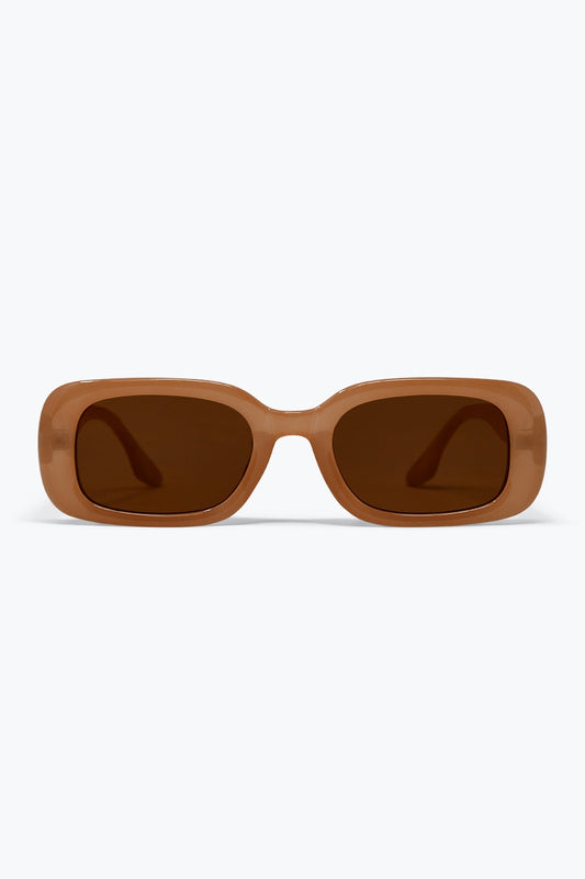 Lunettes de soleil épaisses avec monture rectangulaire marron finition brillante