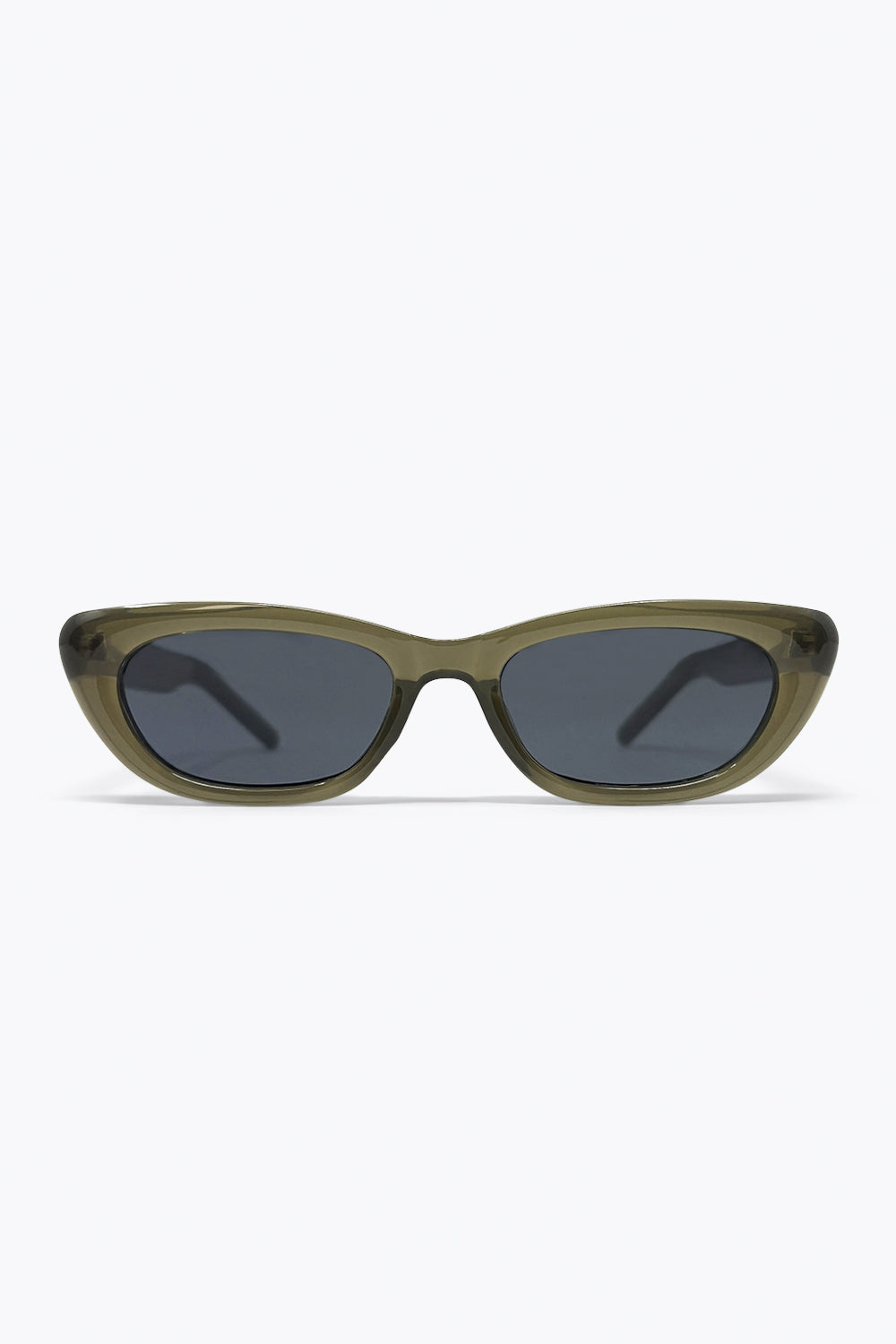 Lunettes de soleil œil de chat ovales translucides olive
