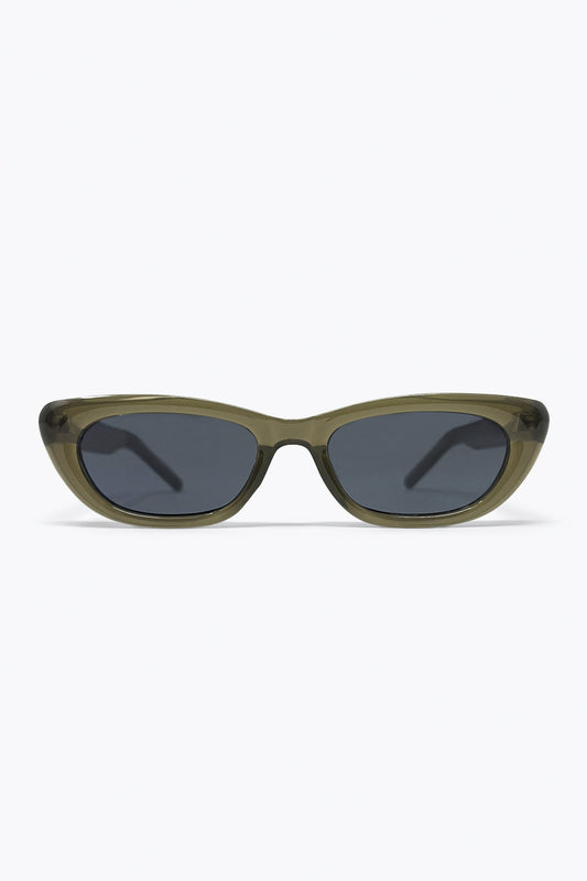 Lunettes de soleil œil de chat ovales translucides olive