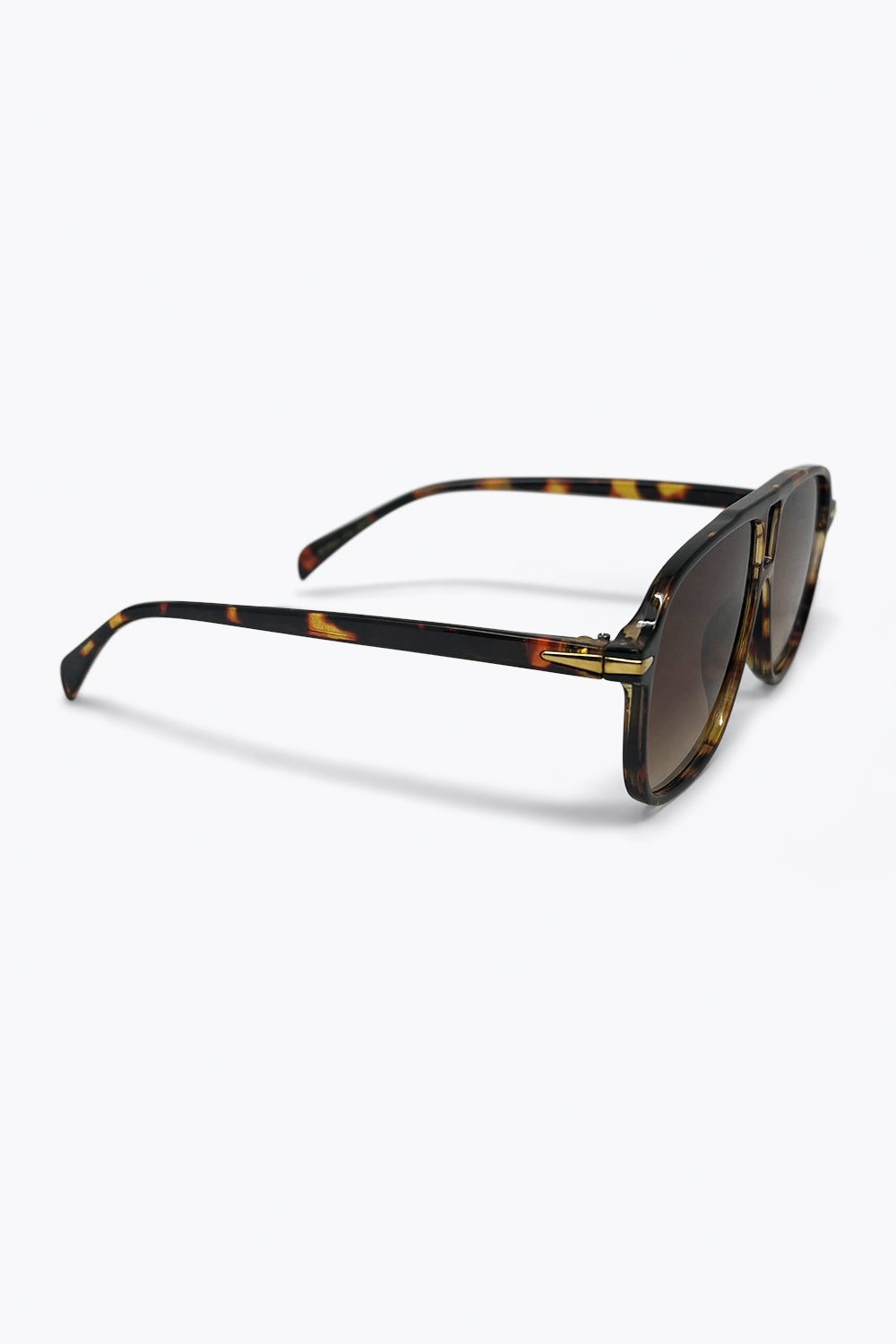 Lunettes de soleil à monture aviateur motif écaille de tortue multicolore avec verres dégradés