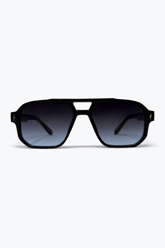Lunettes de soleil oversize à monture géométrique avec verres dégradés noirs