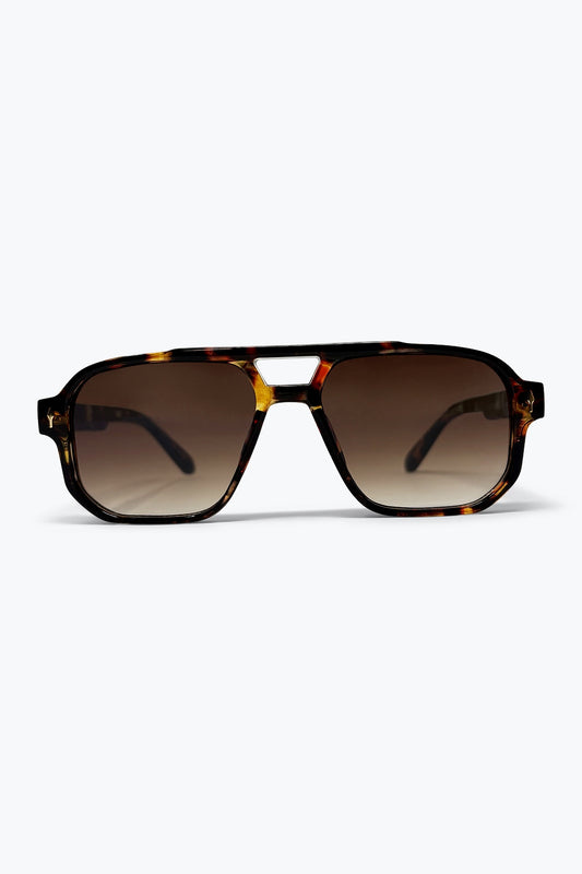 Lunettes de soleil aviateur oversize à verres dégradés en acétate écaille de tortue multicolore