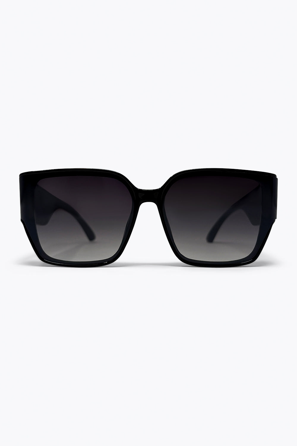 Lunettes de soleil à monture carrée oversize noire avec verres dégradés