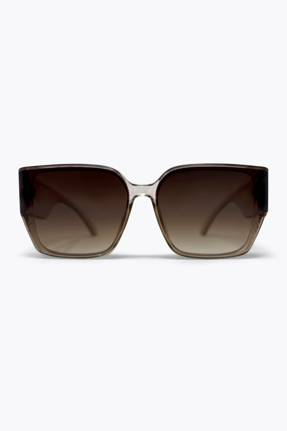 Lunettes de soleil surdimensionnées carrées à monture en acétate dégradé marron