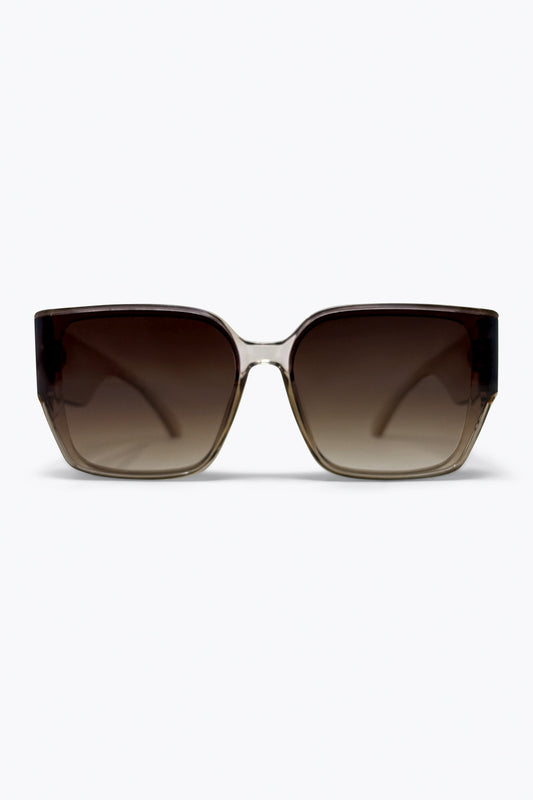 Lunettes de soleil surdimensionnées carrées à monture en acétate dégradé marron