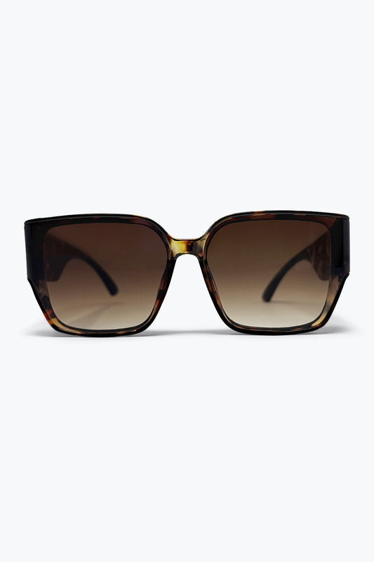 Lunettes de soleil surdimensionnées à monture carrée en écaille de tortue marron avec verres dégradés