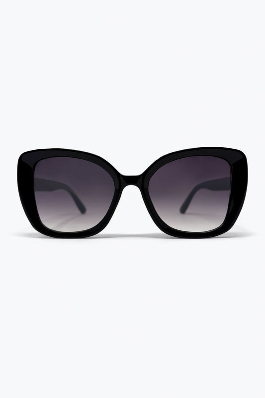 Lunettes de soleil mode à verres dégradés œil de chat oversize noir