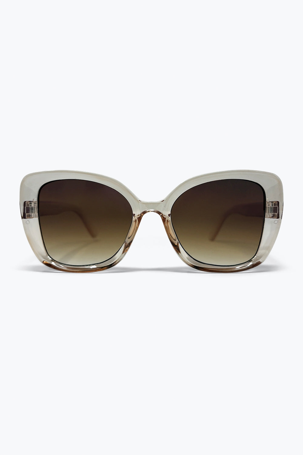 Lunettes de soleil carrées à verres dégradés surdimensionnés en acétate transparent beige