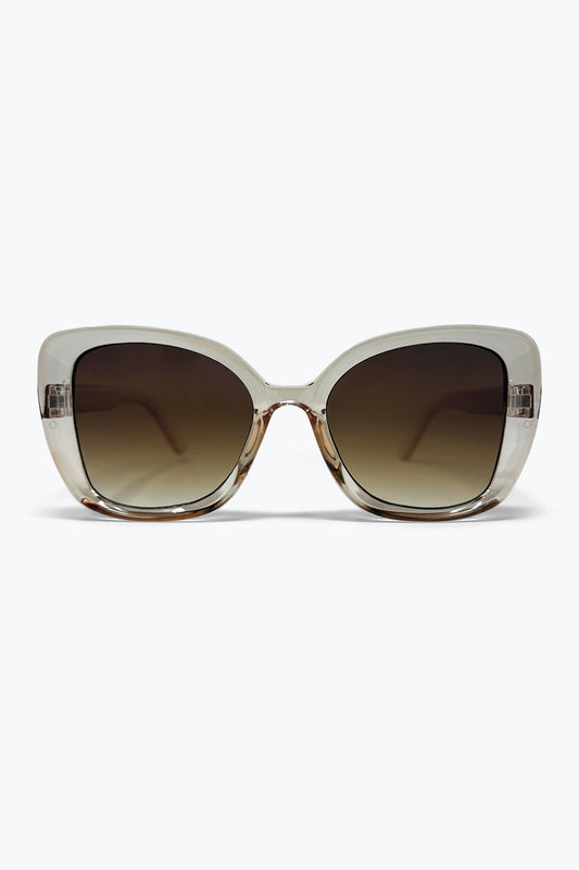 Lunettes de soleil carrées à verres dégradés surdimensionnés en acétate transparent beige