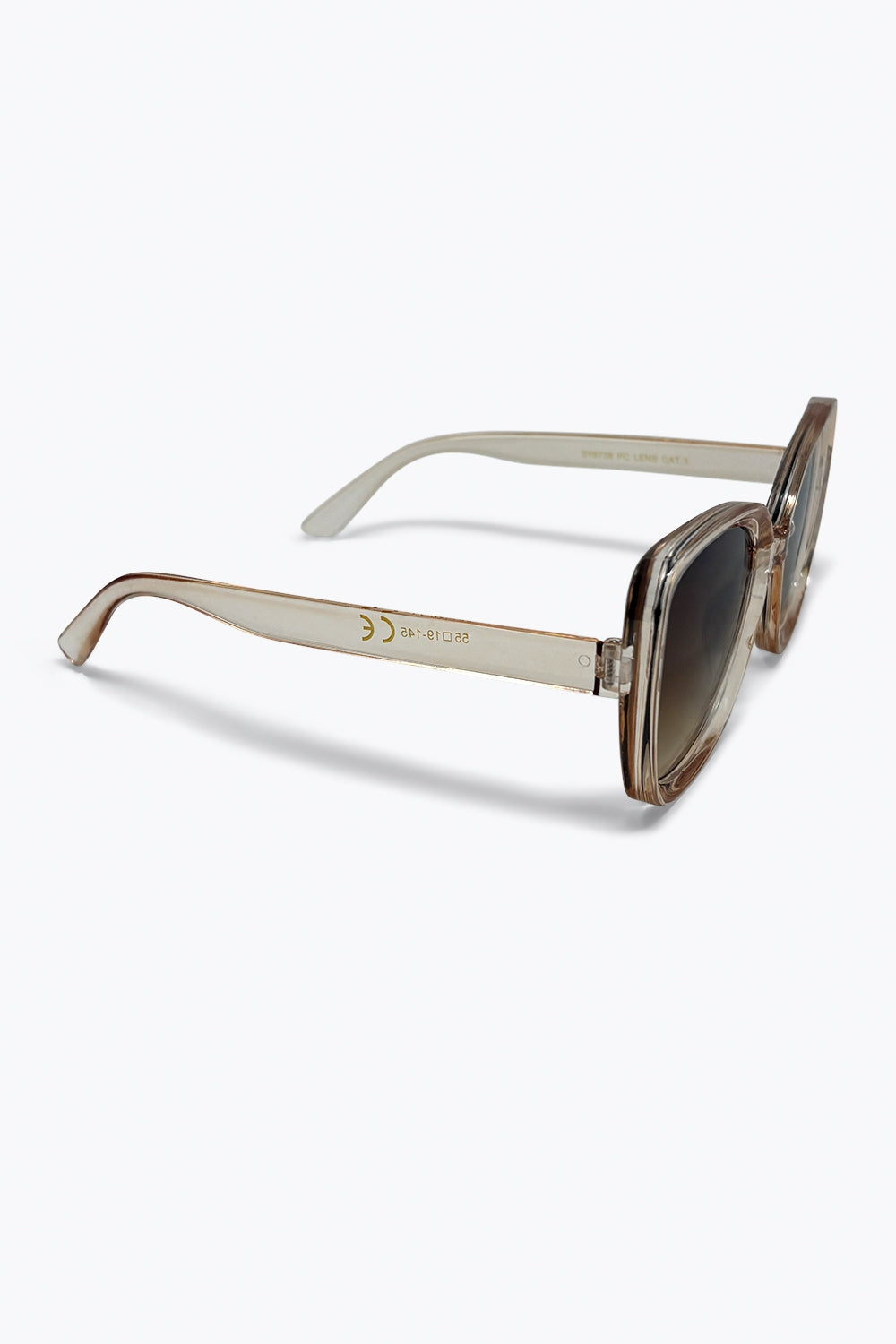 Lunettes de soleil carrées à verres dégradés surdimensionnés en acétate transparent beige