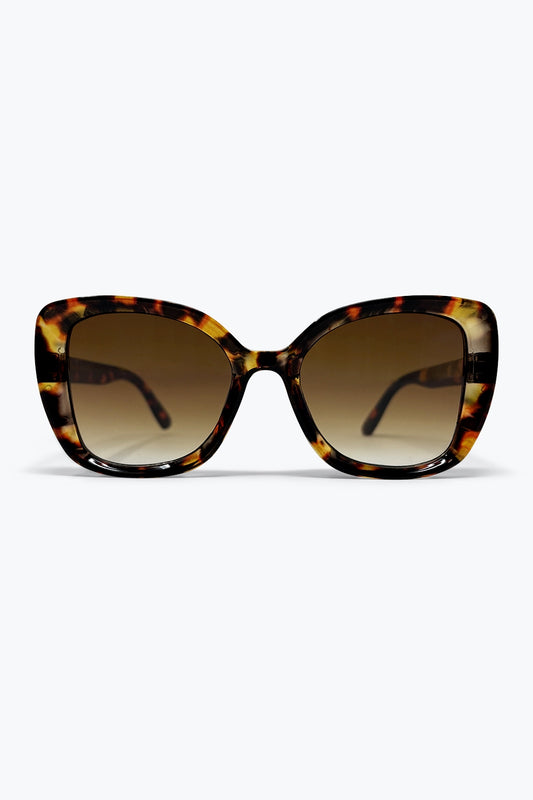 Lunettes de soleil à monture carrée oversize écaille de tortue multicolore