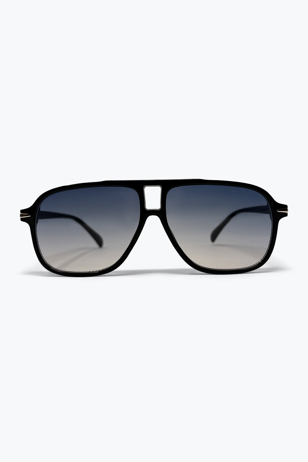 Lunettes de soleil aviateur oversize à verres dégradés noirs avec double pont