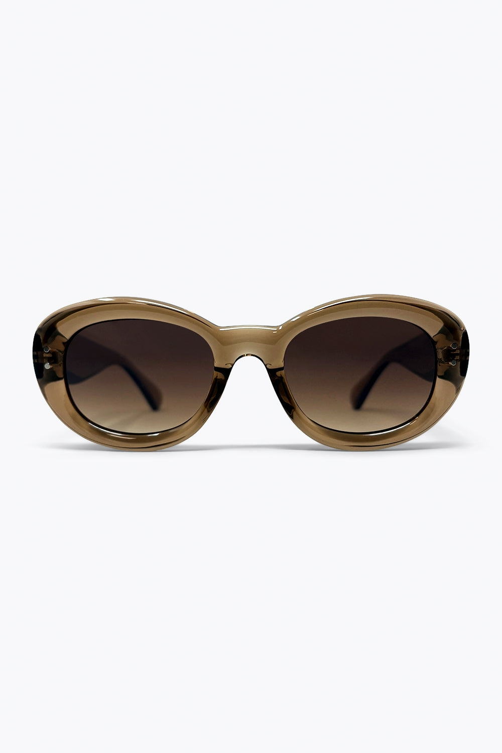 Lunettes de soleil à monture ovale marron en acétate translucide avec verres dégradés