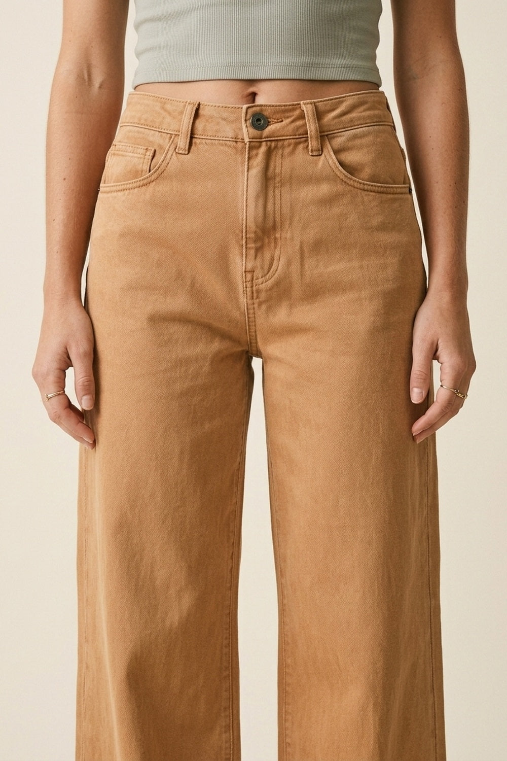 Pantalon large orange en sergé léger